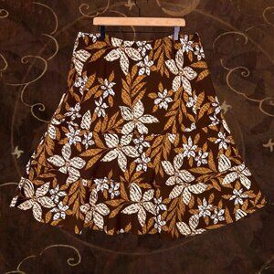 Alfred Dunner Skirt Womens 14 Brown Orange Floral Y2K Boho Long Skirt